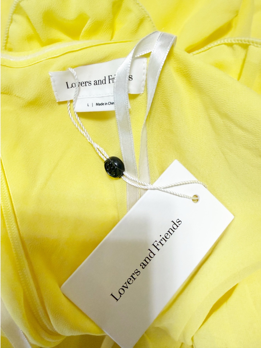Lovers and Friends Jemma Rosette Flower Yellow Strapless Mini Dress size large - Picture 9 of 11